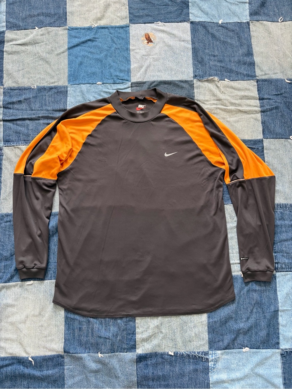 vintage nike grey orange stripe long sleeve shirt made in usa size XL